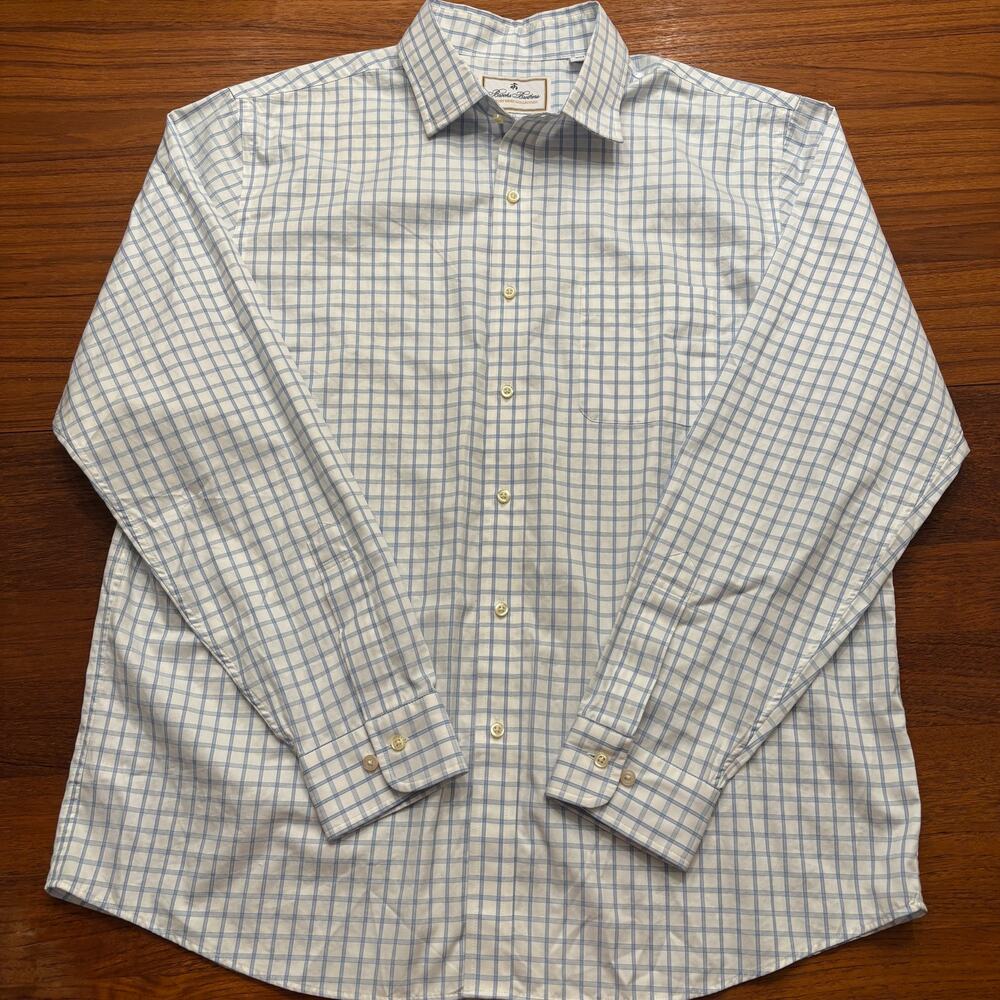 Brooks Brothers Luxury blue plaid long sleeve button down shirt 16.5 - 36